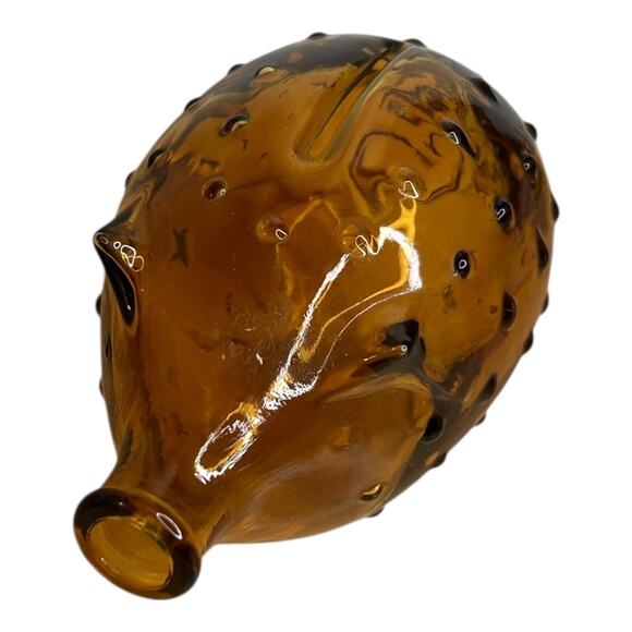 Vintage Mid Century Holmegaard Amber Glass Hobnail Piggy Bank Jacob Bang - Picture 3 of 3
